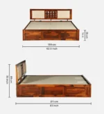 Velina Solid Sheesham Wood Premium Wooden Storage Bed with Spacious Storage - Image 3