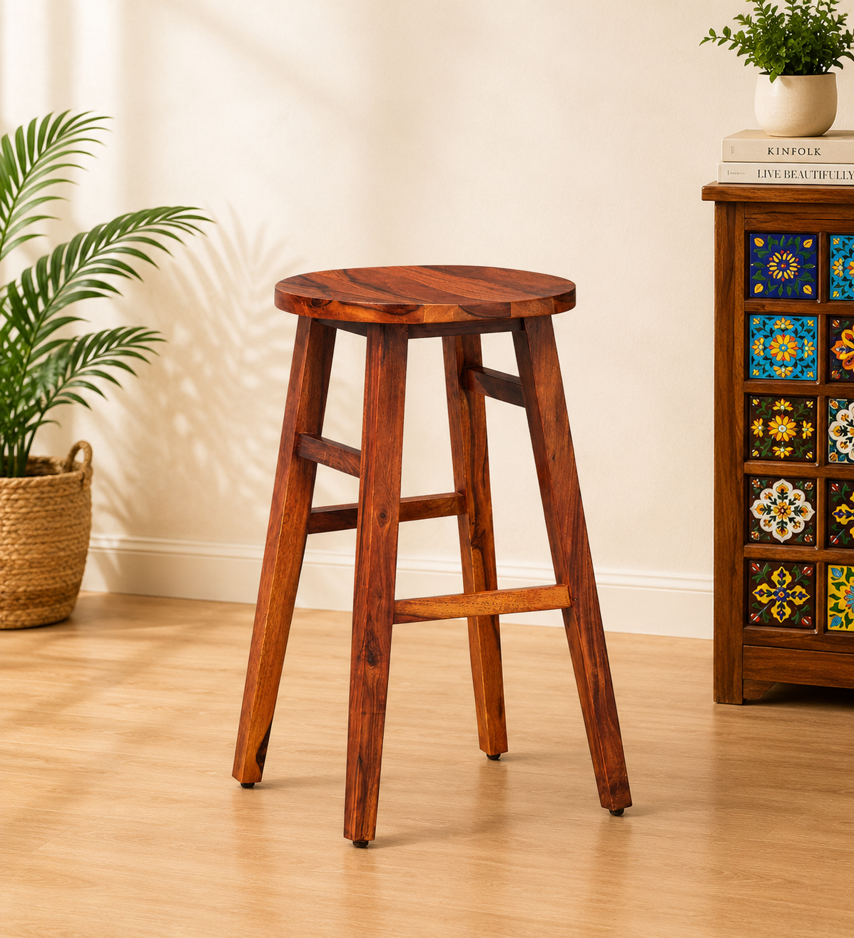 Velton Luxe Bar Stool with Leatherette Seat in Espresso Finish (1) Velton Luxe Bar Stool with Leatherette Seat in Espresso Finish - Image 1