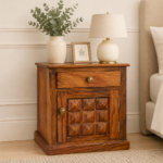 Woodhaven Rustic Natural Finish Bedside Storage Cabinet