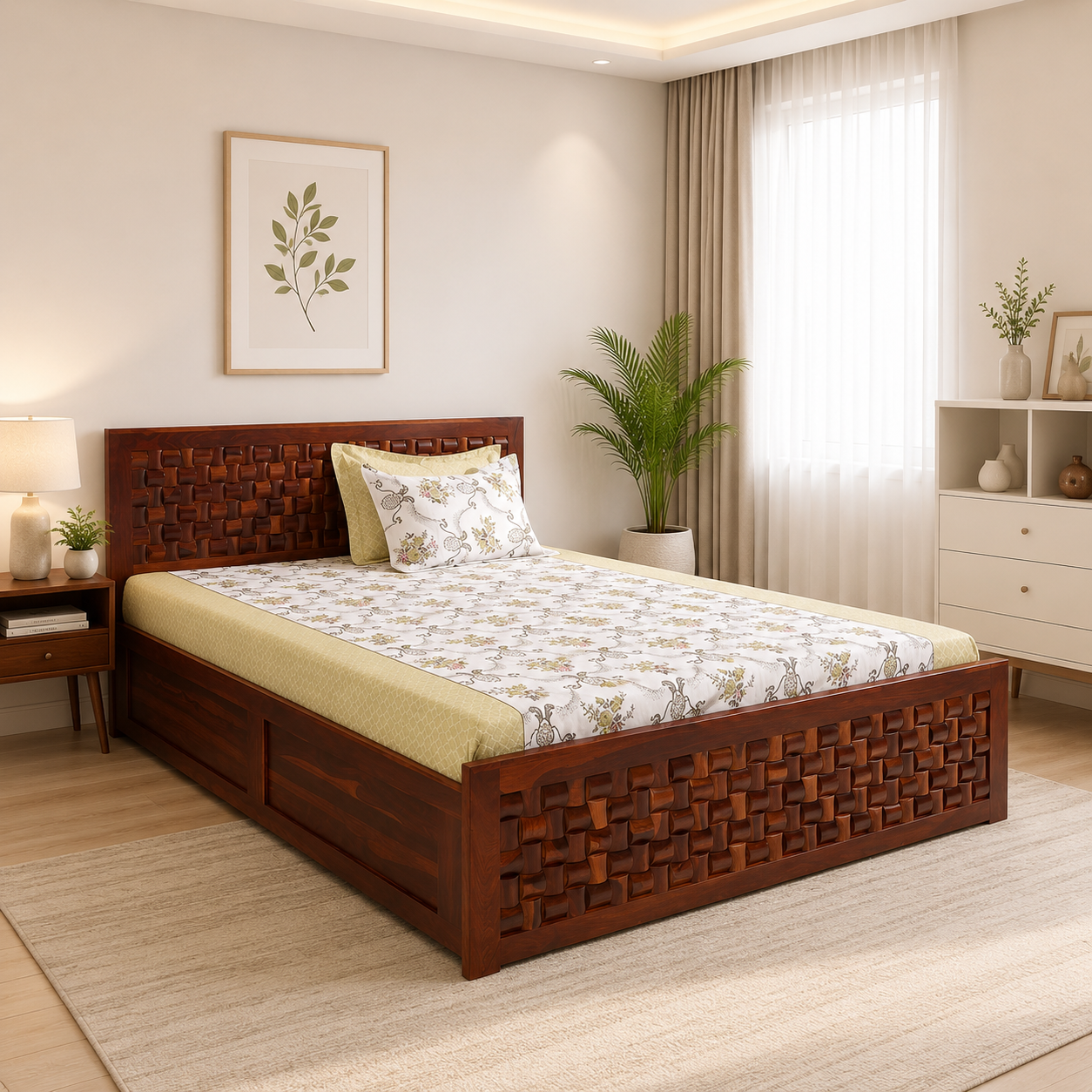 Cedarbrook Elegant Natural Wood Premium Spacious Storage Bedroom Bed (1) Cedarbrook Elegant Natural Wood Premium Spacious Storage Bedroom Bed - Image 1