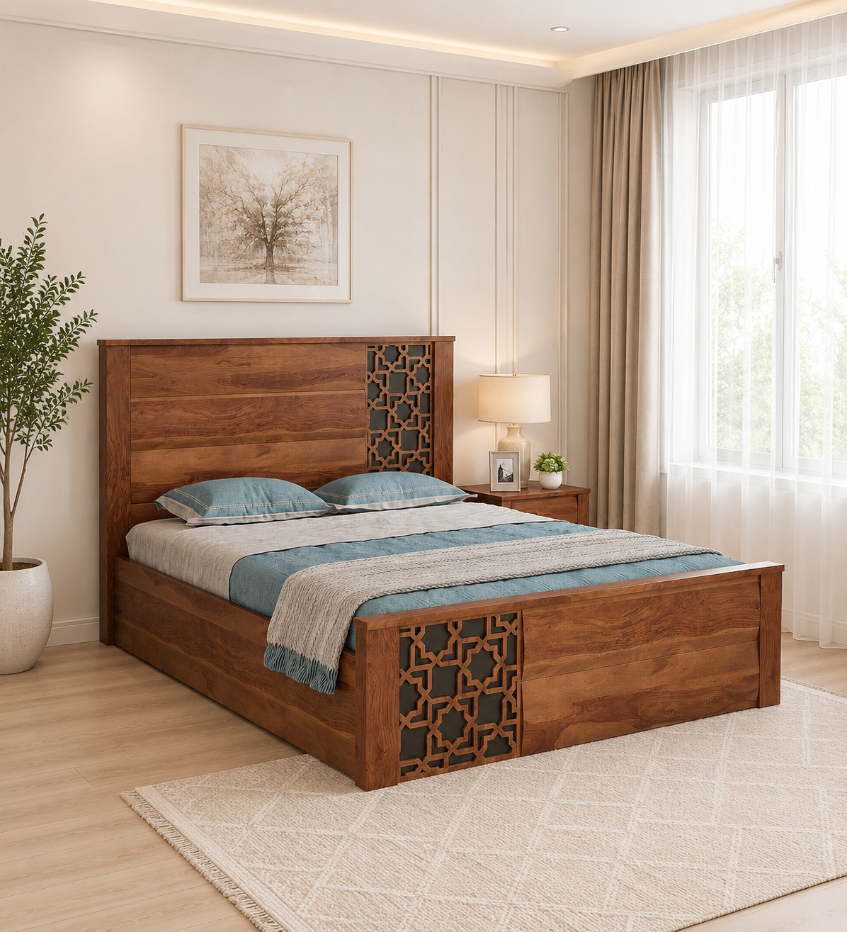 Cedarvale Rustic Heritage Inspired Handcrafted Wooden Storage Bedroom Bed (1) Cedarvale Rustic Heritage Inspired Handcrafted Wooden Storage Bedroom Bed - Image 1