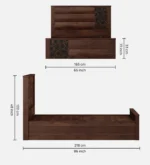 Cedarvale Rustic Heritage Inspired Handcrafted Wooden Storage Bedroom Bed - Image 3