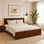 Elmwood Premium Classic Solid Wood Natural Finish Hydraulic Storage Bed