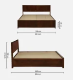 Elmwood Premium Classic Solid Wood Natural Finish Hydraulic Storage Bed - Image 3