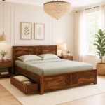 Oakridge Natural Finish Premium Handcrafted Wooden Bedroom Bed
