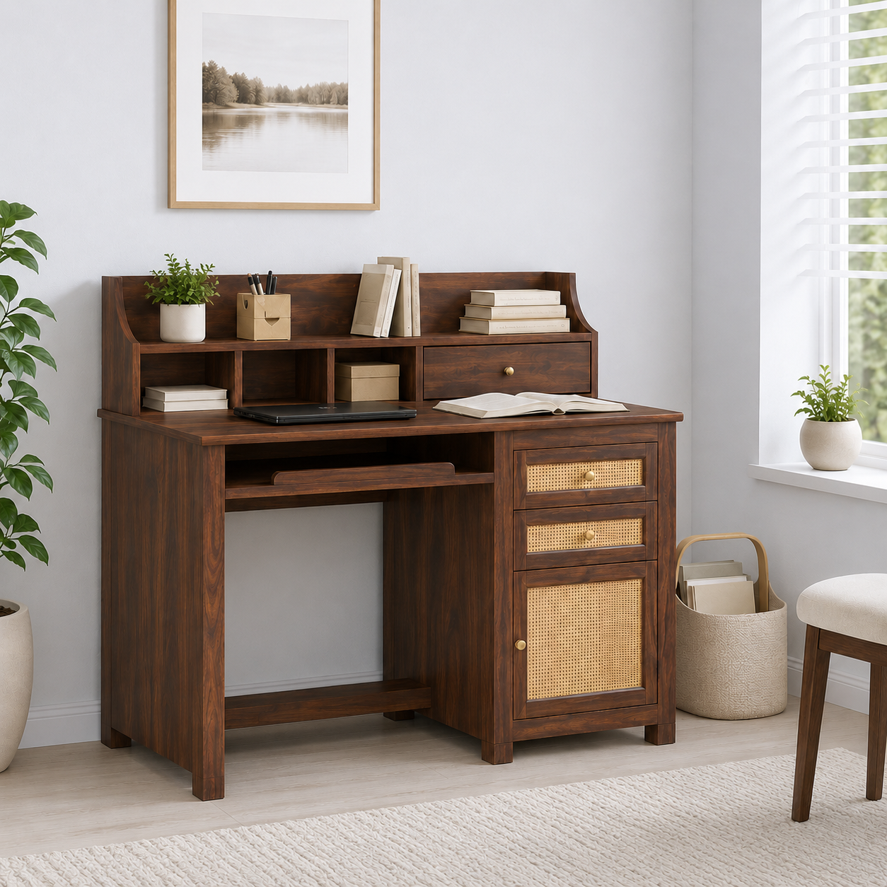 Rivermill Contemporary Crafted Wooden Study Desk With Drawers (1) Rivermill Contemporary Crafted Wooden Study Desk With Drawers - Image 1