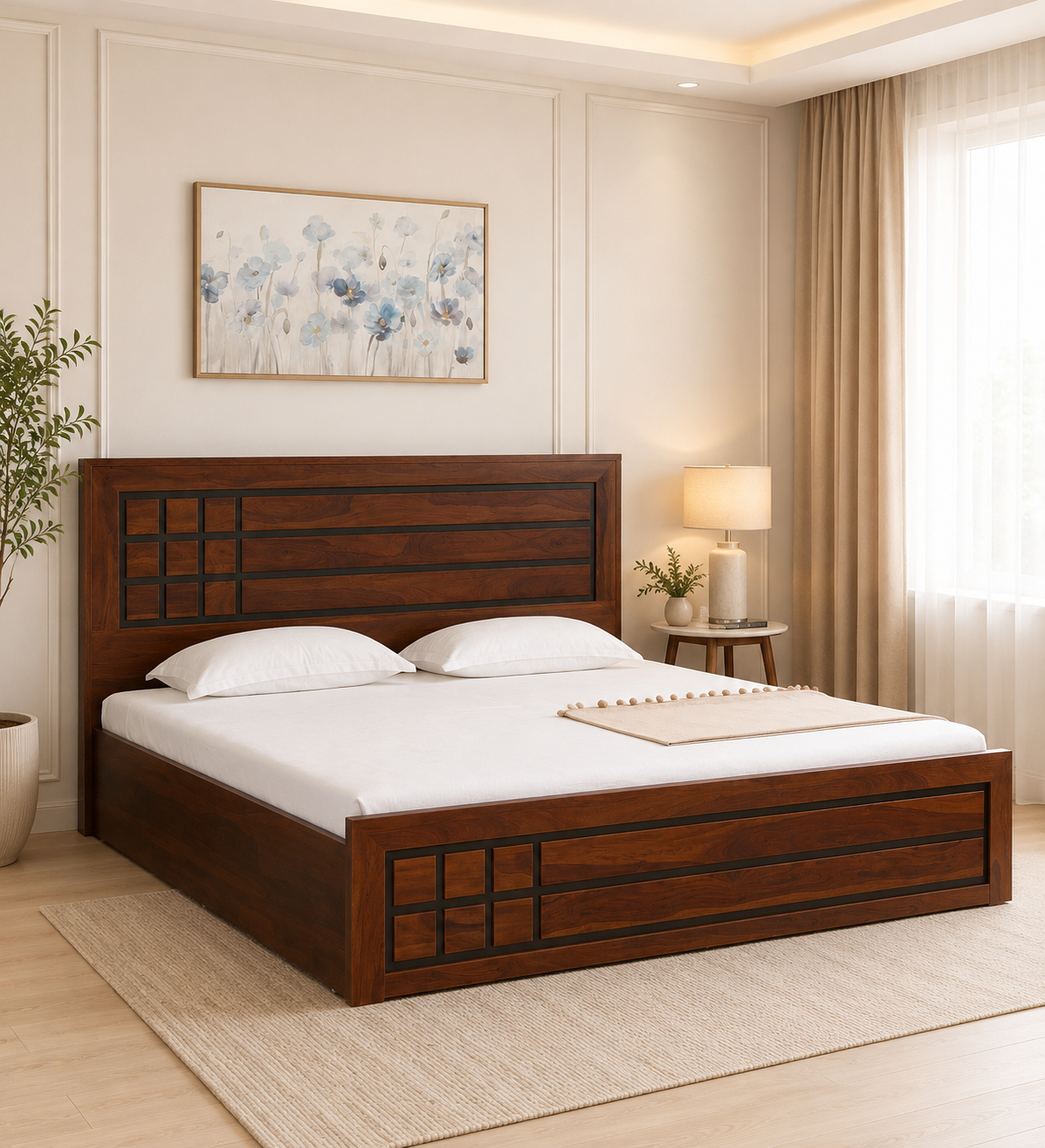 Willowbrook Classic Natural Wood Premium Hydraulic Lift Storage Bed (1) Willowbrook Classic Natural Wood Premium Hydraulic Lift Storage Bed - Image 1