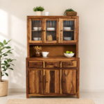 Willowcrest Heritage Crafted Natural Wood Crockery Storage Cabinet