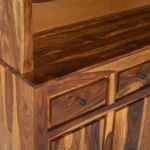 Willowcrest Heritage Crafted Natural Wood Crockery Storage Cabinet - Image 7