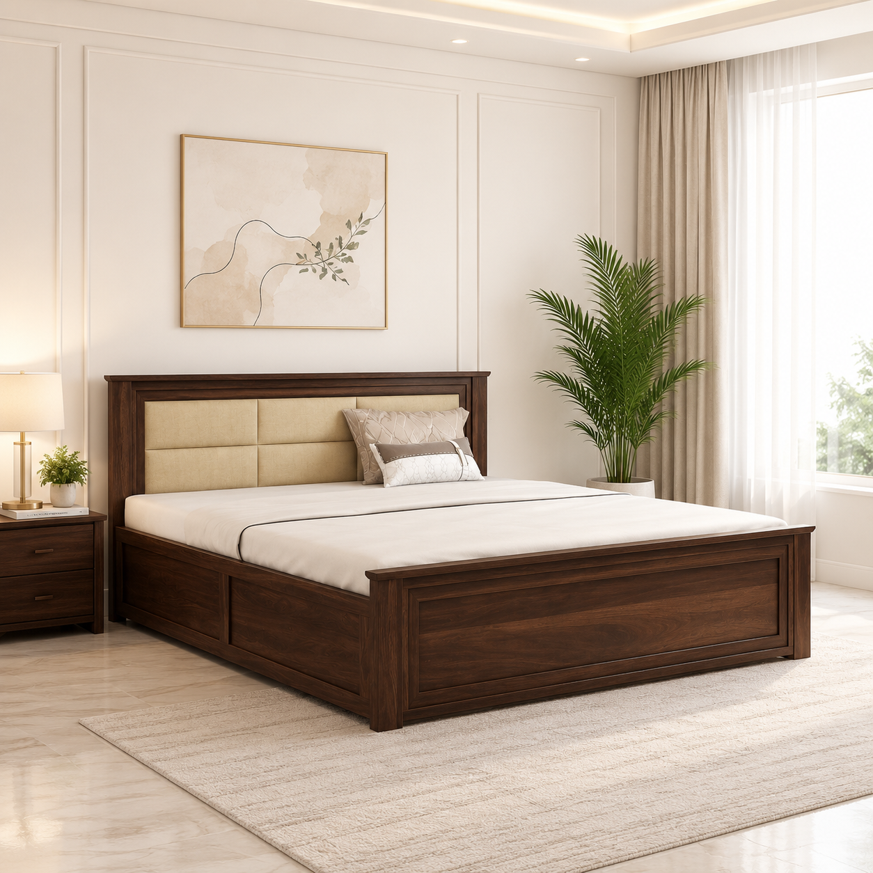 Willowcrest Premium Natural Finish Handcrafted Wooden Storage Bed (1) Willowcrest Premium Natural Finish Handcrafted Wooden Storage Bed - Image 1