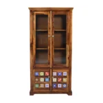 Woodhaven Contemporary Premium Solid Wood Crockery Display Storage Cabinet - Image 4